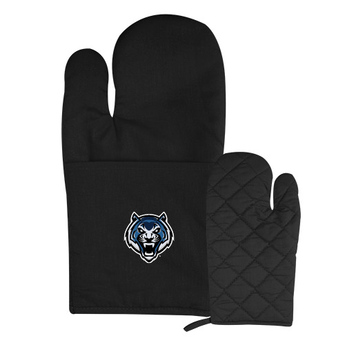  Quilted Canvas Black Oven Mitt - Tiger Head