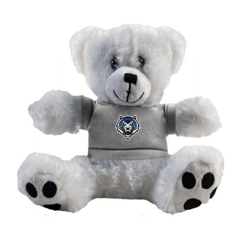  Plush Big Paw 8 1/2 inch White Bear w/Grey Shirt - Tiger Head