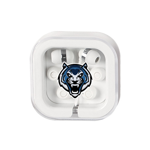  Ear Buds in Clear Square Case - Tiger Head