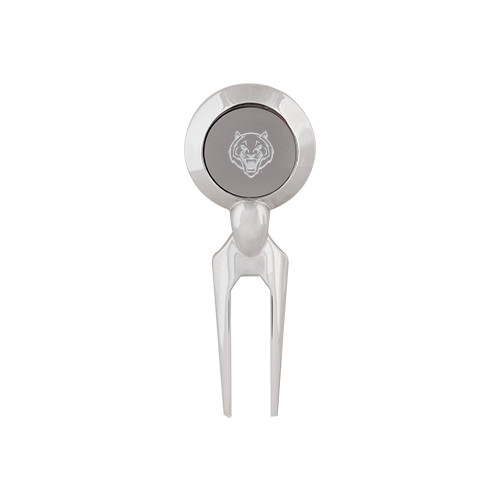 Silver Divot Tool/Ball Marker - Tiger Head Engraved
