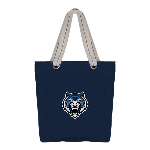  Allie Navy Canvas Tote - Tiger Head