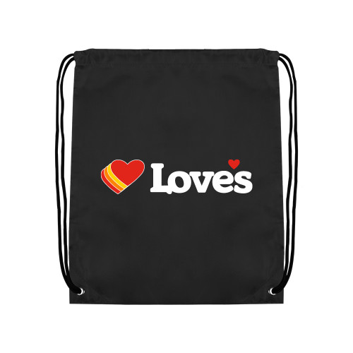 Black Drawstring Backpack - Loves Travel Stops & Country Stores Loves Primary Mark Flat