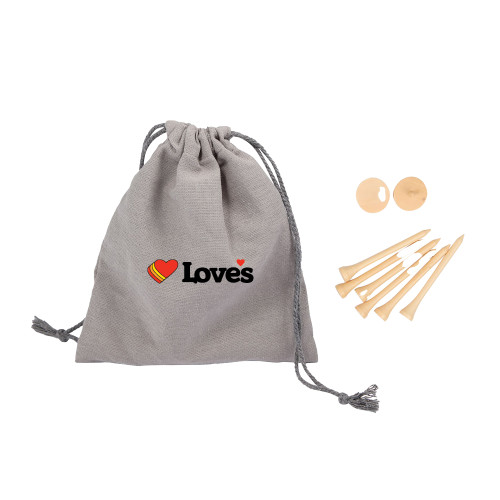  Bamboo Golf Tee Set w/ Grey Recycled Pouch - Loves Travel Stops & Country Stores Loves Primary Mark Flat