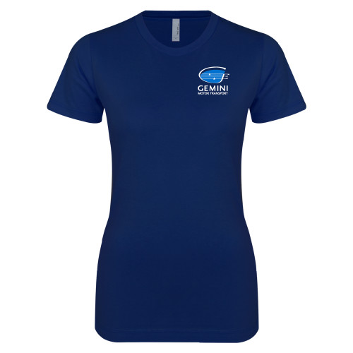  Next Level Womens Navy Boyfriend Tee - Loves Travel Stops & Country Stores Gemini Motor Transport Stacked