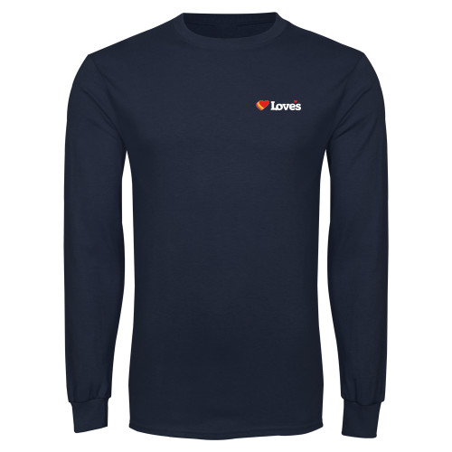  Navy Long Sleeve T-Shirt - Loves Travel Stops & Country Stores Loves Primary Mark Flat