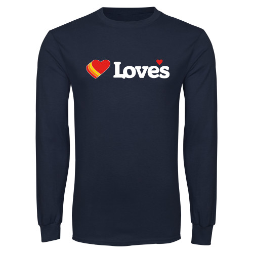  Navy Long Sleeve T-Shirt - Loves Travel Stops & Country Stores Loves Primary Mark Flat