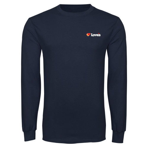  Navy Long Sleeve T-Shirt - Loves Travel Stops & Country Stores Loves Primary Mark Flat