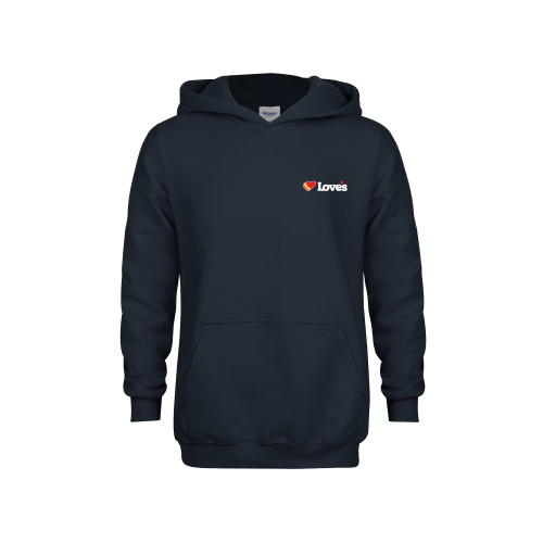  Youth Navy Fleece Hoodie - Loves Travel Stops & Country Stores Loves Primary Mark Flat