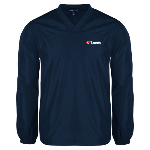  Navy V Neck Raglan Windshirt - Loves Travel Stops & Country Stores Loves Primary Mark Flat
