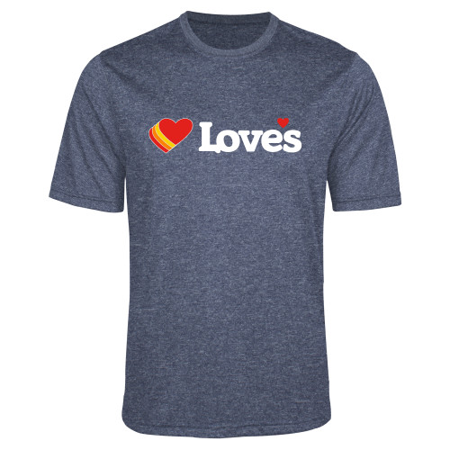  Navy Heather Performance Contender Tee - Loves Travel Stops & Country Stores Loves Primary Mark Flat