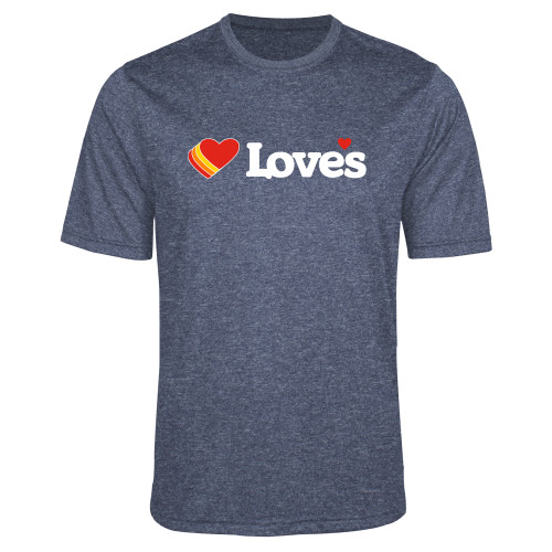  Navy Heather Performance Contender Tee - Loves Travel Stops & Country Stores Loves Primary Mark Flat