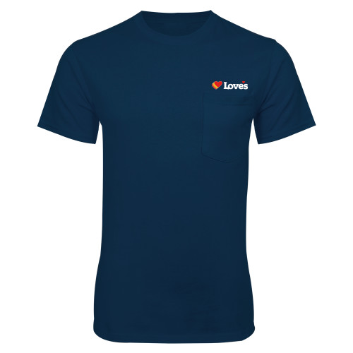  Navy T-Shirt w/Pocket - Loves Travel Stops & Country Stores Loves Primary Mark Flat