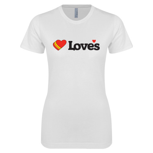  Next Level Womens White Boyfriend Tee - Loves Travel Stops & Country Stores Loves Primary Mark Flat