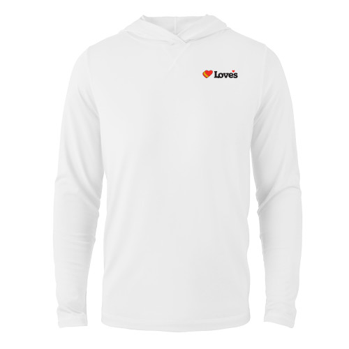  White Long Sleeve Hooded Tee - Loves Travel Stops & Country Stores Loves Primary Mark Flat