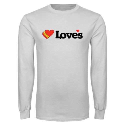  White Long Sleeve T Shirt - Loves Travel Stops & Country Stores Loves Primary Mark Flat