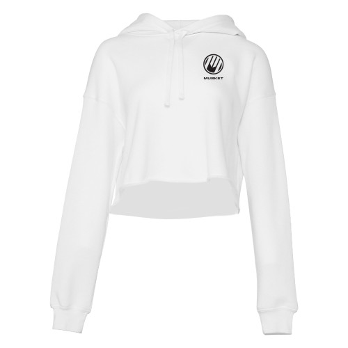  Bella + Canvas Womens White Cropped Fleece Hood - Loves Travel Stops & Country Stores Musket Stacked