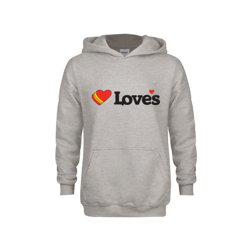 Youth Grey Fleece Hood - Loves Travel Stops & Country Stores Loves Primary Mark Flat