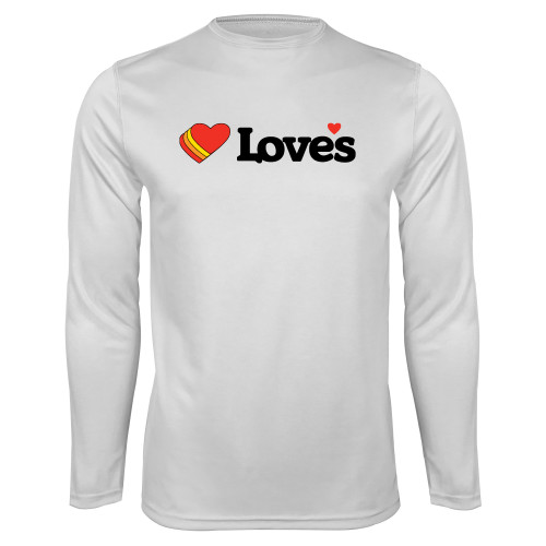  White Performance Long Sleeve Shirt - Loves Travel Stops & Country Stores Loves Primary Mark Flat