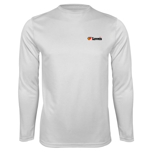 White Performance Long Sleeve Shirt - Loves Travel Stops & Country Stores Loves Primary Mark Flat