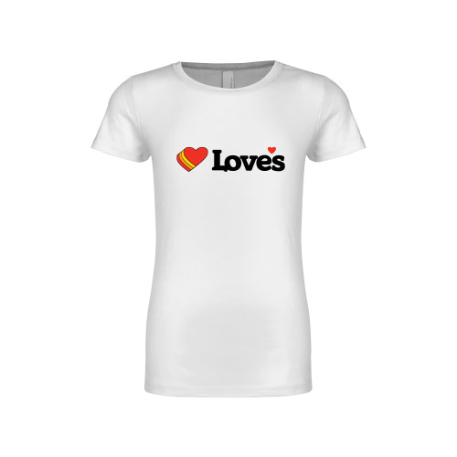  Next Level Girls White Fashion Fit T Shirt - Loves Travel Stops & Country Stores Loves Primary Mark Flat