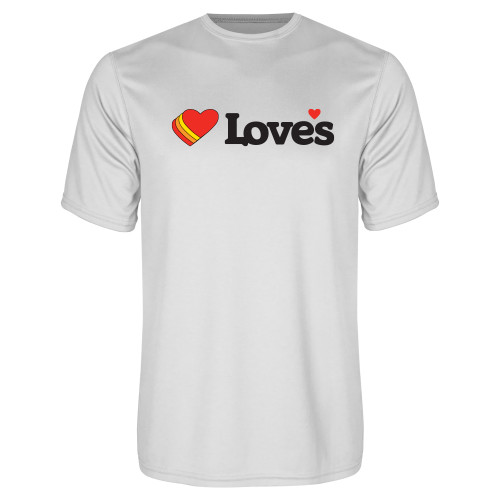  White Performance Tee - Loves Travel Stops & Country Stores Loves Primary Mark Flat