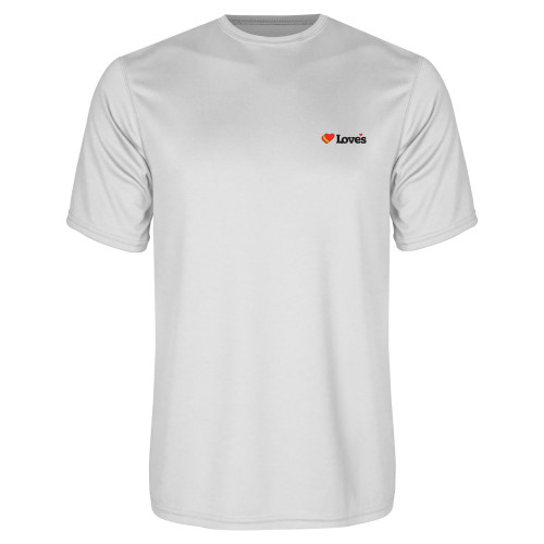  White Performance Tee - Loves Travel Stops & Country Stores Loves Primary Mark Flat