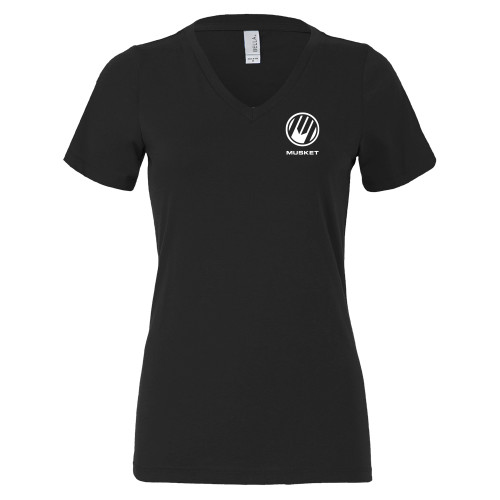  Bella + Canvas Womens Black V Neck Cotton T Shirt - Loves Travel Stops & Country Stores Musket Stacked