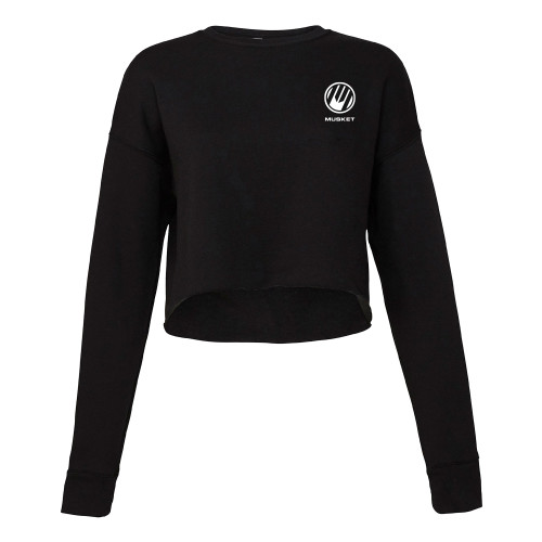 Bella + Canvas Womens Black Cropped Fleece Crew - Loves Travel Stops & Country Stores Musket Stacked