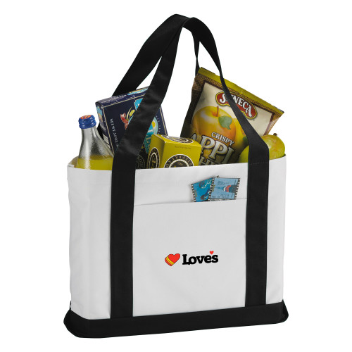 Contender White/Black Canvas Tote - Loves Travel Stops & Country Stores Loves Primary Mark Flat