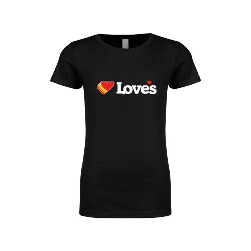  Next Level Girls Black Fashion Fit T Shirt - Loves Travel Stops & Country Stores Loves Primary Mark Flat