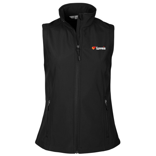  Womens Black Core Softshell Vest - Loves Travel Stops & Country Stores Loves Primary Mark Flat