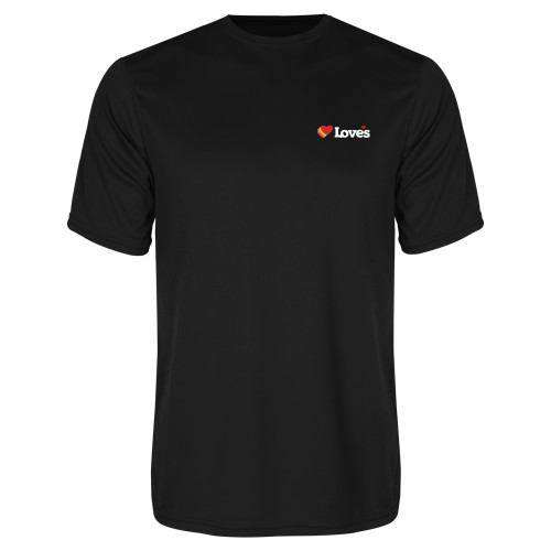  Black Performance Tee - Loves Travel Stops & Country Stores Loves Primary Mark Flat