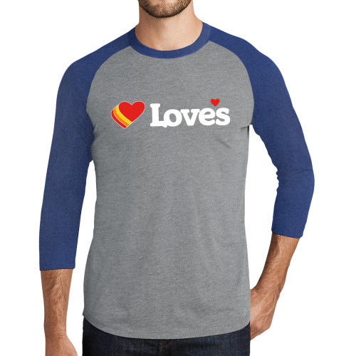  Grey/Royal Heather Triblend Baseball Raglan Tee - Loves Travel Stops & Country Stores Loves Primary Mark Flat