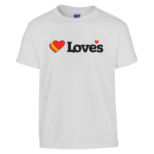  Youth White T Shirt - Loves Travel Stops & Country Stores Loves Primary Mark Flat