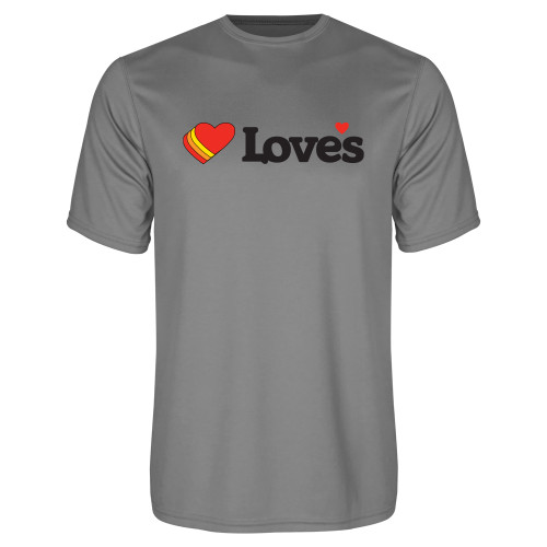  Grey Concrete Performance Tee - Loves Travel Stops & Country Stores Loves Primary Mark Flat