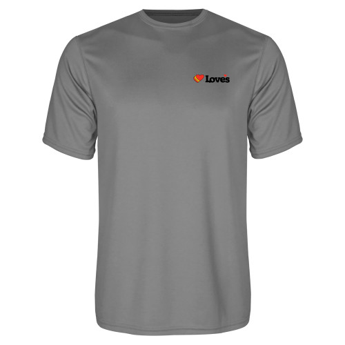  Grey Concrete Performance Tee - Loves Travel Stops & Country Stores Loves Primary Mark Flat