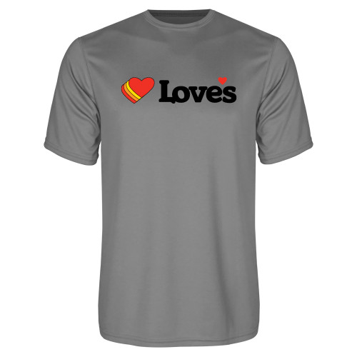  Grey Concrete Performance Tee - Loves Travel Stops & Country Stores Loves Primary Mark Flat