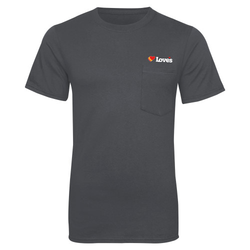  Charcoal T Shirt w/Pocket - Loves Travel Stops & Country Stores Loves Primary Mark Flat