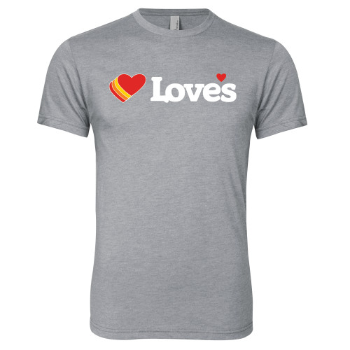  Next Level Heather Grey Triblend Tee - Loves Travel Stops & Country Stores Loves Primary Mark Flat