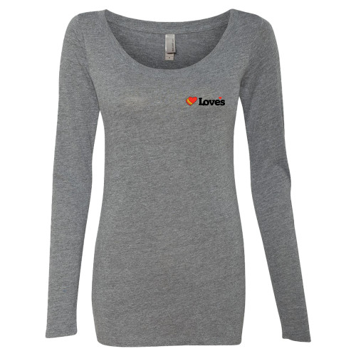  Next Level Womens Heather Grey Triblend Long Sleeve Scoop Tee - Loves Travel Stops & Country Stores Loves Primary Mark Flat