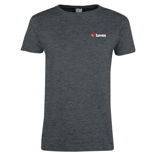  Womens Dark Heather Short Sleeve Tee - Loves Travel Stops & Country Stores Loves Primary Mark Flat