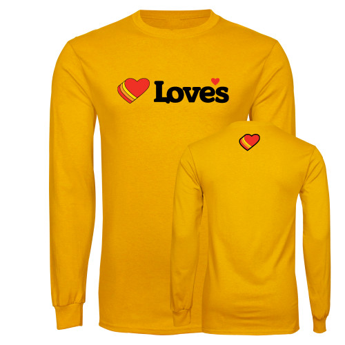  Gold Long Sleeve T Shirt - Loves Travel Stops & Country Stores Loves Primary Mark Flat