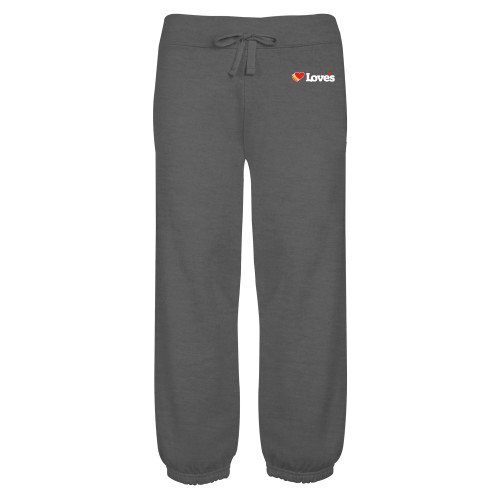  ENZA Womens Dark Heather Banded Fleece Capri - Loves Travel Stops & Country Stores Loves Primary Mark Flat