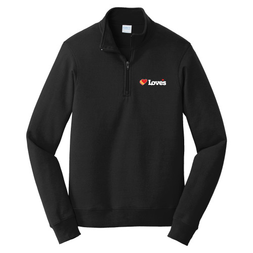  Port & Co Black Fan Favorite Fleece 1/4 Zip Pullover - Loves Travel Stops & Country Stores Loves Primary Mark Flat
