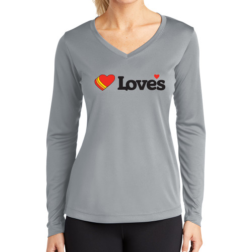 Main Image for  Womens Grey Performance Long Sleeve V Neck Shirt
