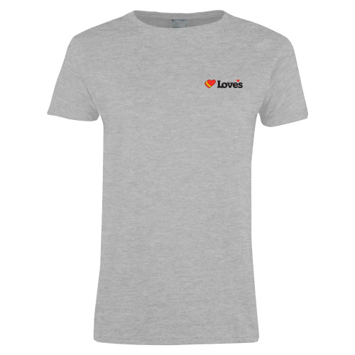  Womens Grey Short Sleeve Tee - Loves Travel Stops & Country Stores Loves Primary Mark Flat