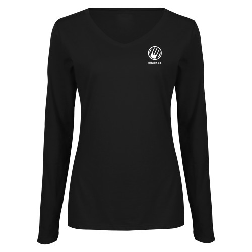 Womens Black Long Sleeve V Neck Tee  - Loves Travel Stops & Country Stores Musket Stacked