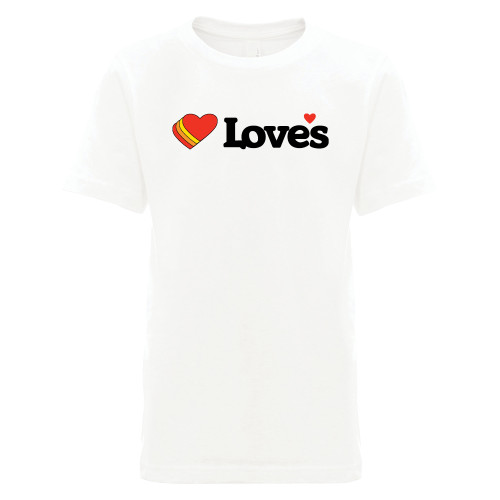  Next Level Youth White Cotton Tee - Loves Travel Stops & Country Stores Loves Primary Mark Flat