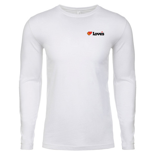  Next Level White Cotton Long Sleeve Tee - Loves Travel Stops & Country Stores Loves Primary Mark Flat