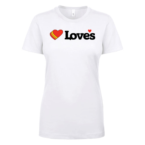  Next Level Womens White Ideal T Shirt - Loves Travel Stops & Country Stores Loves Primary Mark Flat